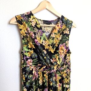 Orchid Print Sleeveless Maxi Dress